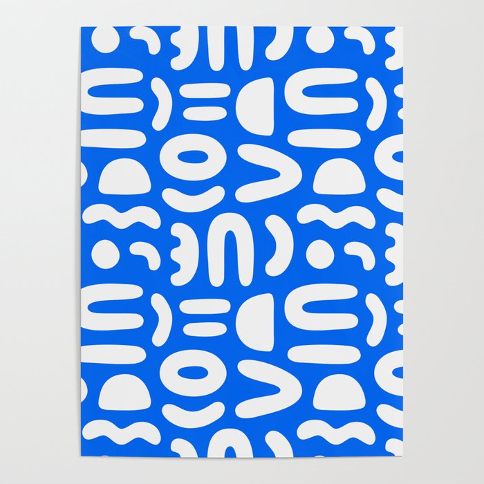 Abstract organic blue shape seamless pattern Poster