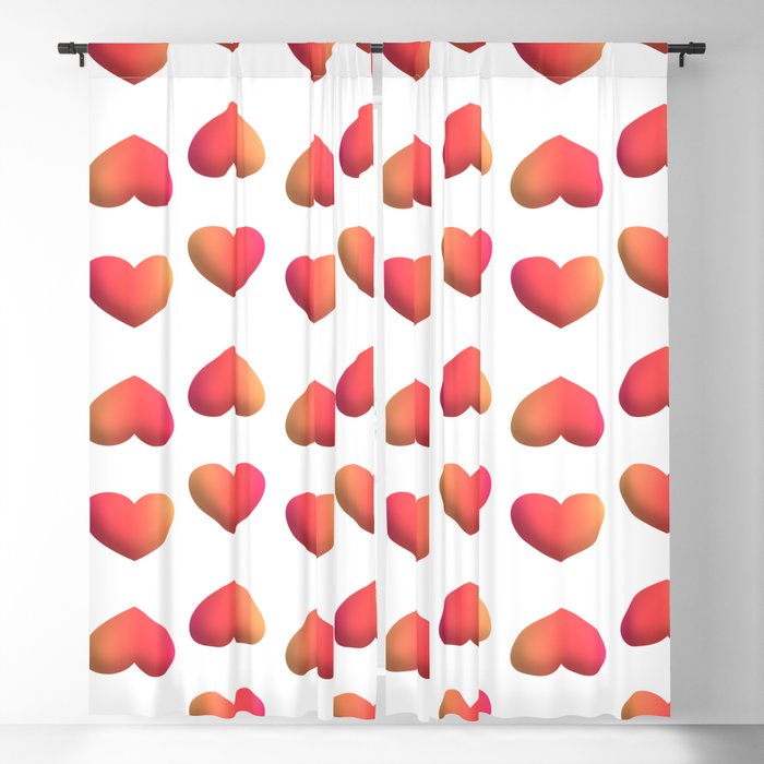 3D Gradient Heart Shape Seamless Pattern Blackout Curtain