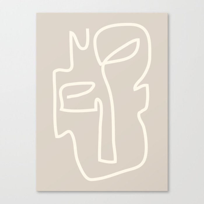 Abstract line art / Face/beige Canvas Print
