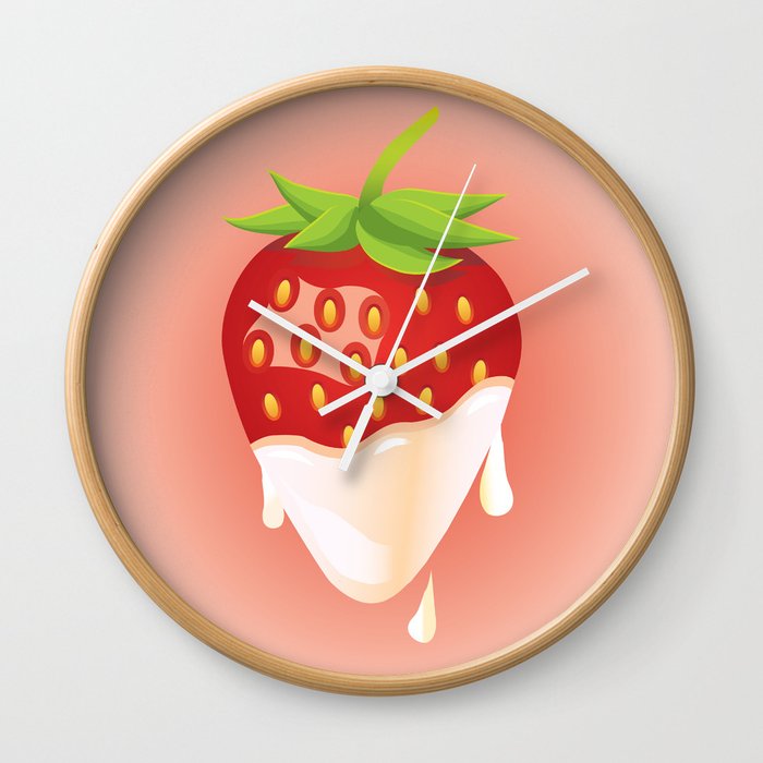 Strawberry covered with cream Wall Clock