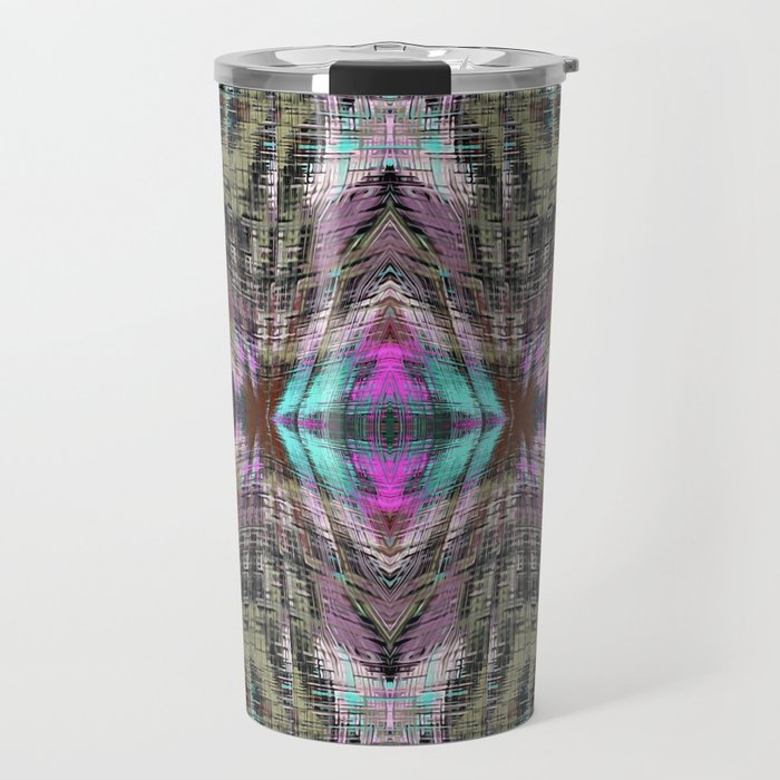 geometric symmetry pattern abstract background in pink blue brown Travel Mug