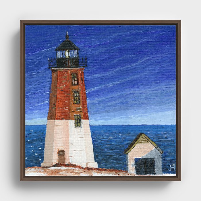Point Judith Lighthouse Narragansett, Rhode Island Framed Canvas