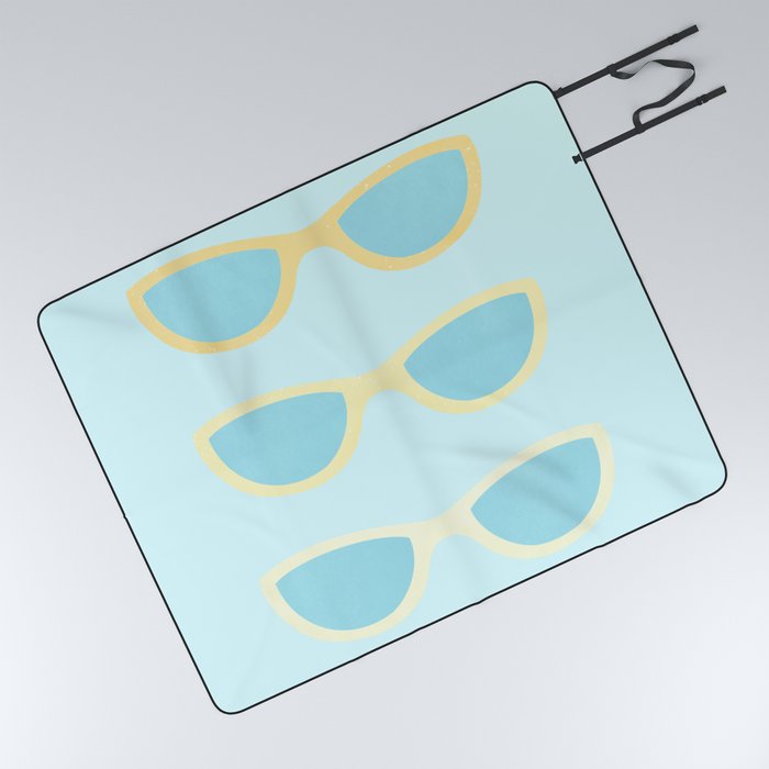 Yellow and blue retro sunglasses Picnic Blanket