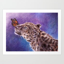 Leopard and Butterfly Art Print