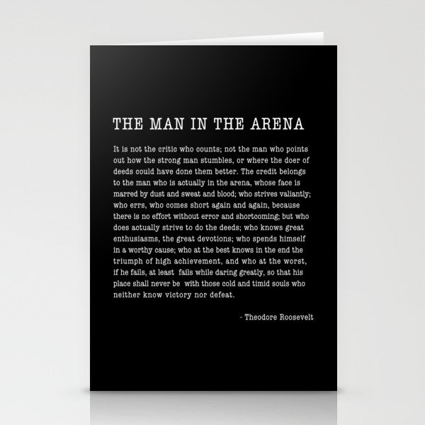 The Man In The Arena, Theodore Roosevelt Quote, Stationery Cards