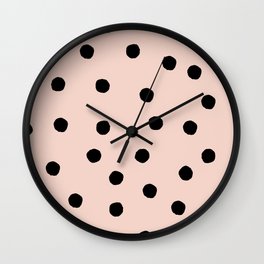 Tiny pink animal print dots Wall Clock