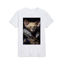 Sphynx Queen  Cat Breed Portrait Royal Renaissance Animal Painting Kids T Shirt