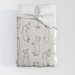 Dachshund Sleep Study Pattern. Sketches of my pet dachshund's sleeping positions. Duvet Cover