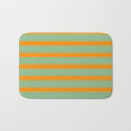 [ Thumbnail: Dark Sea Green & Dark Orange Colored Stripes/Lines Pattern Bath Mat ]