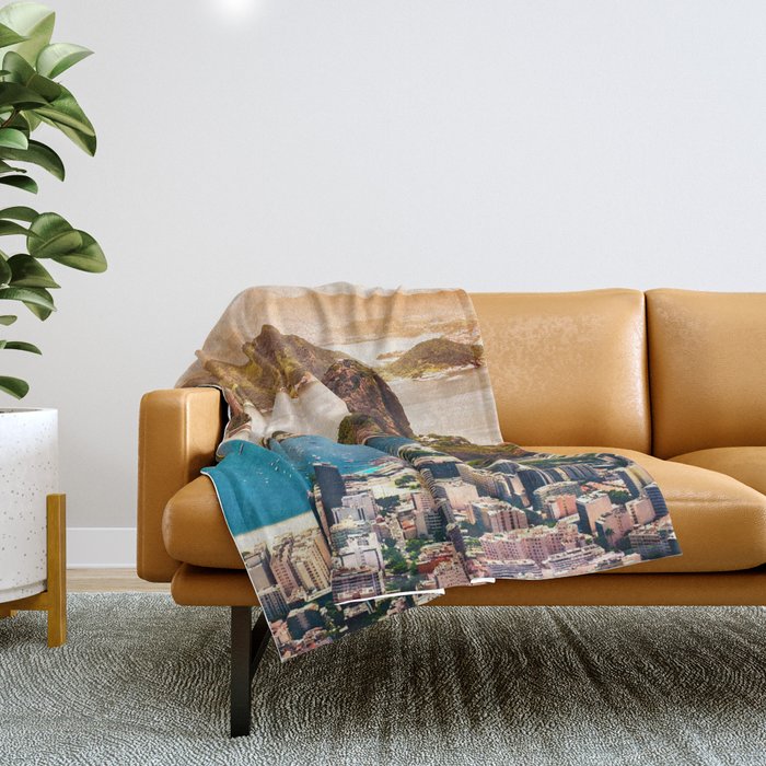 Brazil Photography - Beautiful Sunset Falling Over Rio De Janeiro Throw Blanket