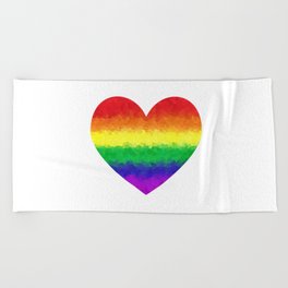 Pride Geometric Rainbow Heart LGBT Love and Support Beach Towel