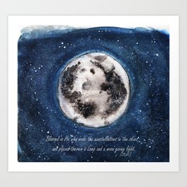 Moon, Verse, Blue skies, Lovely Moon, Moon and Sunshine, Gift, night sky Art Print