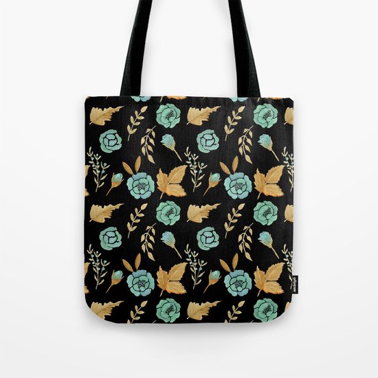 Watercolor floral turqiouse roses print Tote Bag