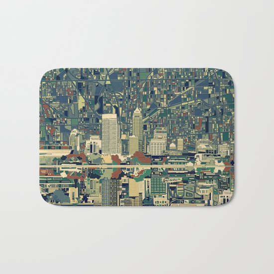 indianapolis city skyline green Bath Mat
