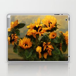 Bouquet of summer Tuscany sunflowers in a vase still life portrait painting Laptop Skin