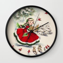 Vintage Christmas Girl Wall Clock