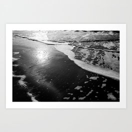 Beach Waves Black and White Landscape Print - Framed Art Canvas - Sunset Ocean Beach Travel Photography View: All Art Print