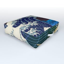 Synthwave Space #9: The Great Wave off Kanagawa Outdoor Floor Cushion