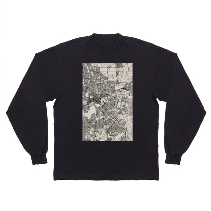 Perth - Australia - Black and White City Map Long Sleeve T Shirt