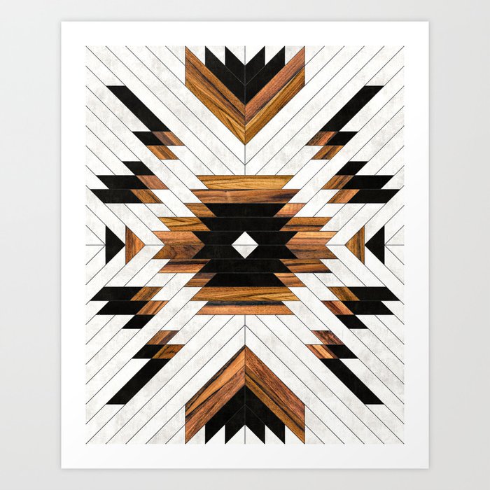 Urban Tribal Pattern No 5 Aztec Concrete And Wood Art