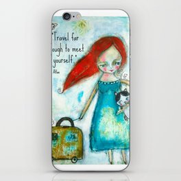Travel girl quote iPhone Skin