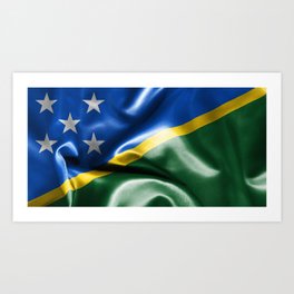 Solomon Islands Flag Art Print | Symbol, Travel, Graphicdesign, White, Illustration, Flag, Holiday, Creased, Patriotic, Crumple 