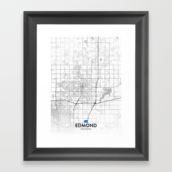 Edmond, Oklahoma, United States - Light City Map Framed Art Print