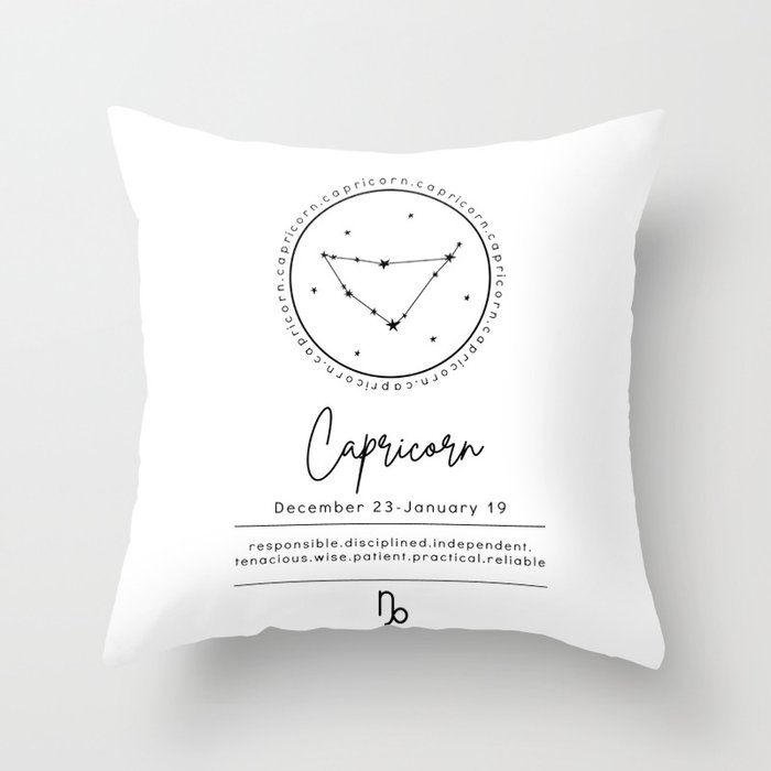 Capricorn | B&W Zodiac Throw Pillow