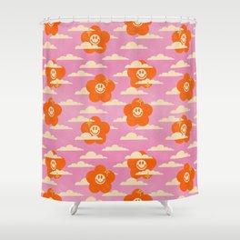 Cute Retro Smiley Flowers Pattern (pink & orange) Shower Curtain