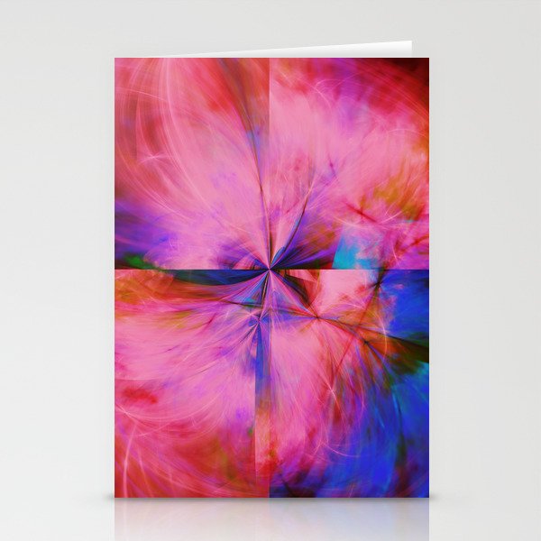 Pink and Blue Abstract Cross Splash Artwork Stationery Cards