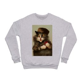 “Cat with Felt Hat” by Maurice Boulanger Crewneck Sweatshirt