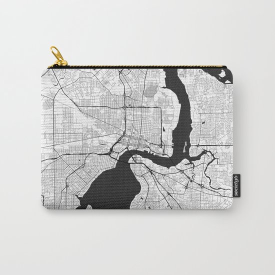 Jacksonville Map Gray Carry-All Pouch