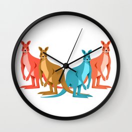 Fours Kangaroos Wall Clock | Marsupial, Australian, Kangaroo, Cute, Zoo, Color, Australia, Pattern, Wildlife, Kangaroos 