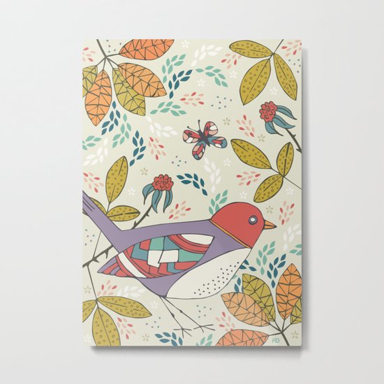 Bird and Butterfly Metal Print