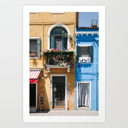 Colored houses on Burano Venice | Travel photography art print Art Print