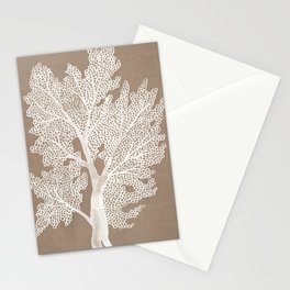 Sea Fan Coral – White on Kraft Stationery Card