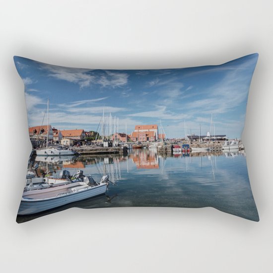Nordish harbour - Marina at the Sea Bornholm Island Sky Clouds #Society6 Rectangular Pillow