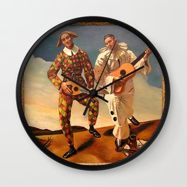 Arlequin et Pierrot Wall Clock | Clown, Guitar, Famous, Arlequin, Perform, Violin, Historic, Italian, Play, Entertain 