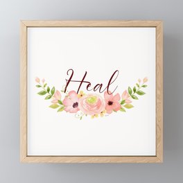 Heal Woodland Watercolor Floral - One Little Word Collection Framed Mini Art Print
