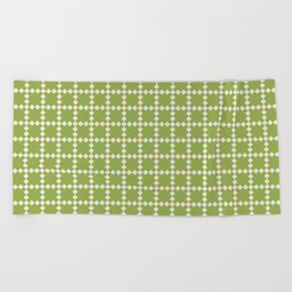 Geometric retro spring green pattern Beach Towel