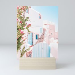 Santorini Greece Mamma Mia Pink House Travel Photography Mini Art Print