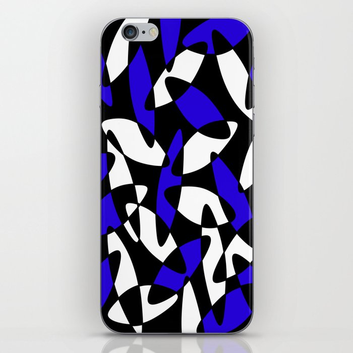 Abstract pattern - blue, black and white. iPhone Skin