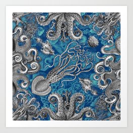 The Kraken (Blue, Square) Kunstdrucke