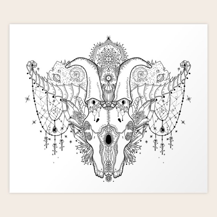 Get Wallpaper Goat Skull Mandala Art Print By Oryen Society6 For Android Free