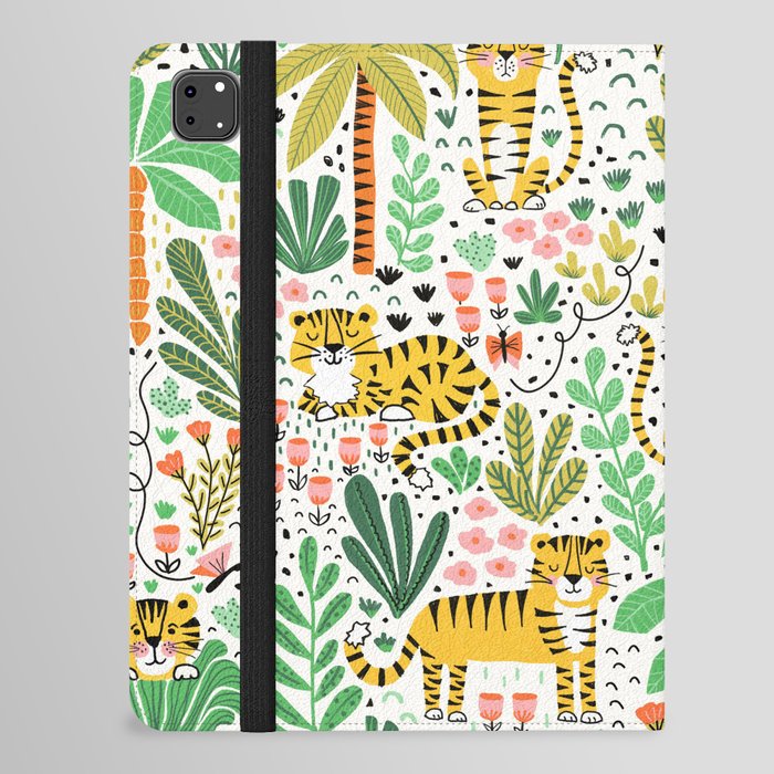 Cute Tiger Jungle Pattern iPad Folio Case