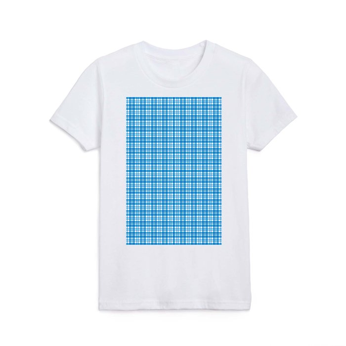 Elegant Blue Checkered Pattern Kids T Shirt