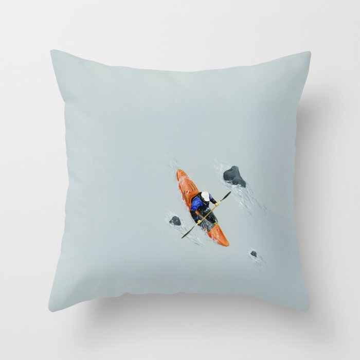 Solitude- Kayaker Throw Pillow