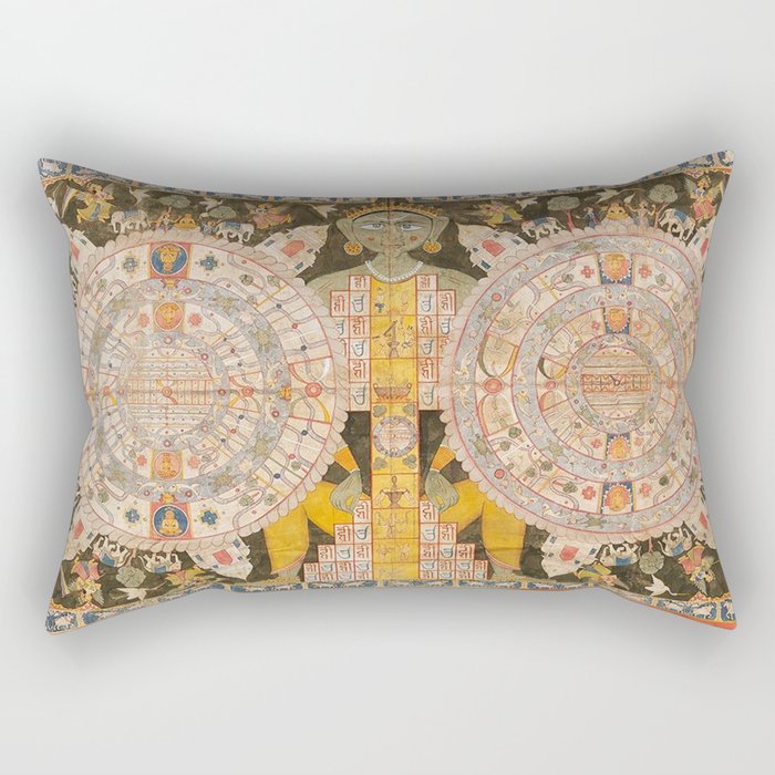 Cosmological Jain Double Mandala Adhaidvipa Rectangular Pillow