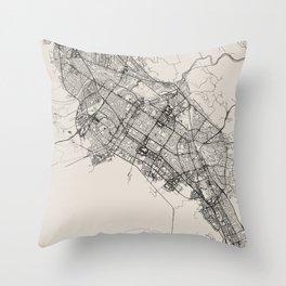 USA, Fremont Black&White City Map Throw Pillow