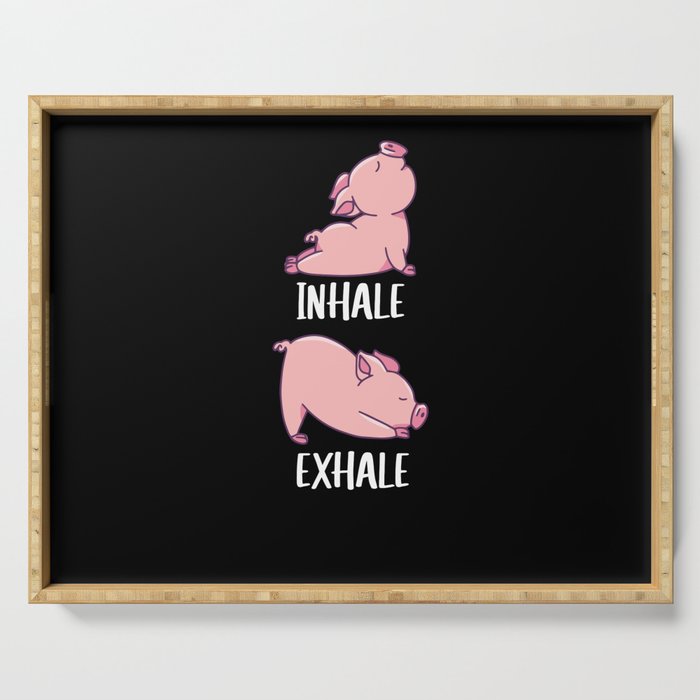 Pig Yoga Cute Pigs Doing Sport inhale exhale Serving Tray